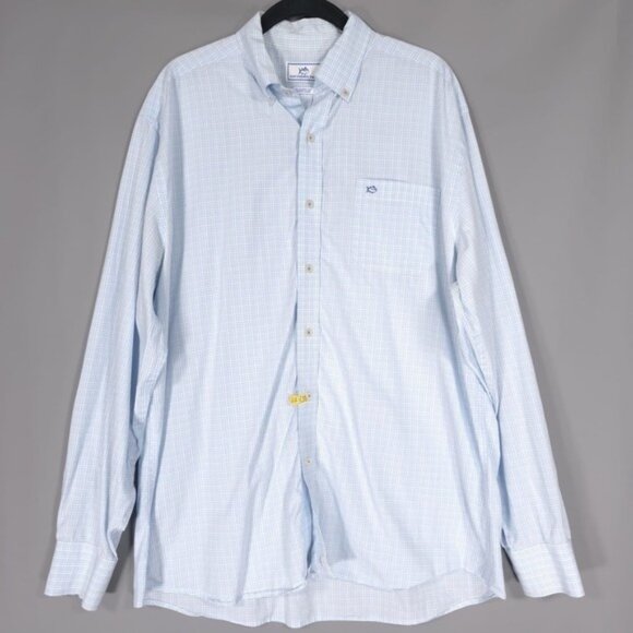 SOUTHERN TIDE Men's Shirt‎ LARGE Classic Fit Blue Plaid Button Down - Picture 2 of 9